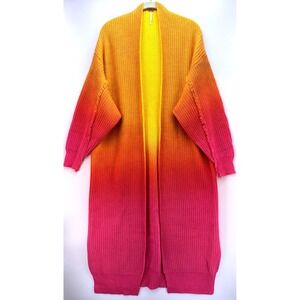 NWOT Free People Come Together Ombre Duster Cardigan Orange Boho Knit Sz XS